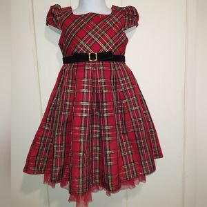 Christmas Dress, Girls Holiday Party Dress, Red Black Plaid, Size 4